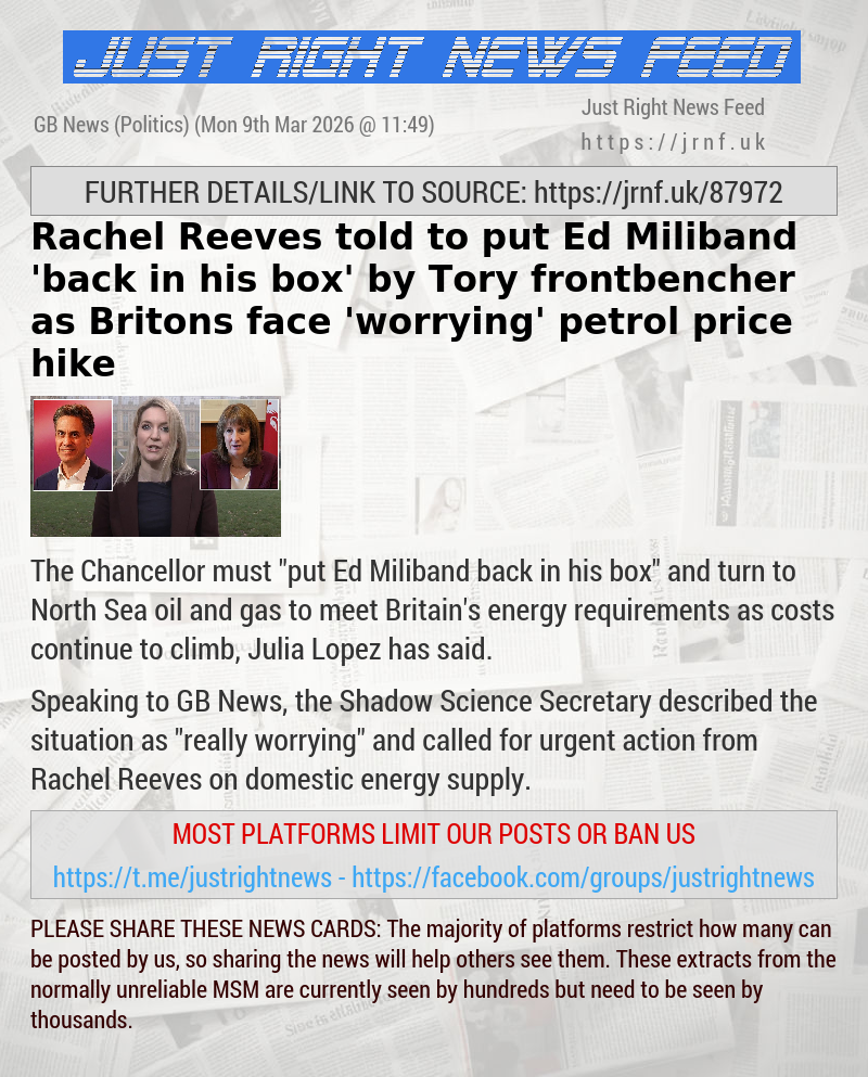 Rachel Reeves told to put Ed Miliband ’back in his box’ by Tory frontbencher as Britons face ’worrying’ petrol price hike