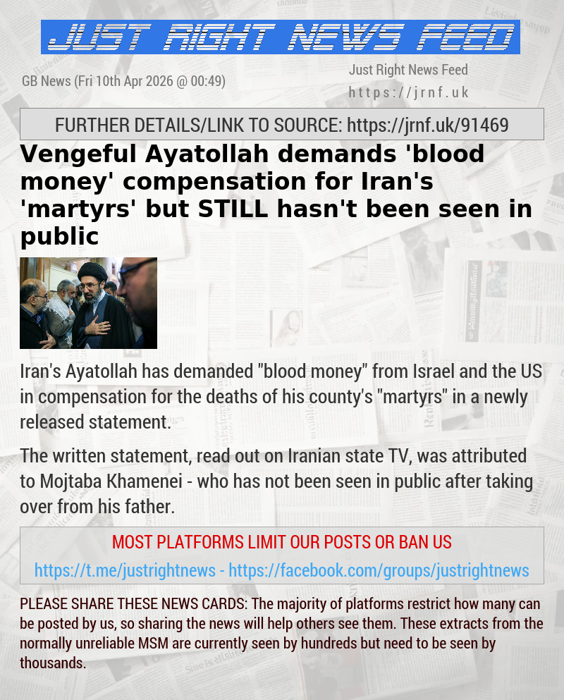 Vengeful Ayatollah demands ’blood money’ compensation for Iran’s ’martyrs’ — but STILL hasn’t been seen in public