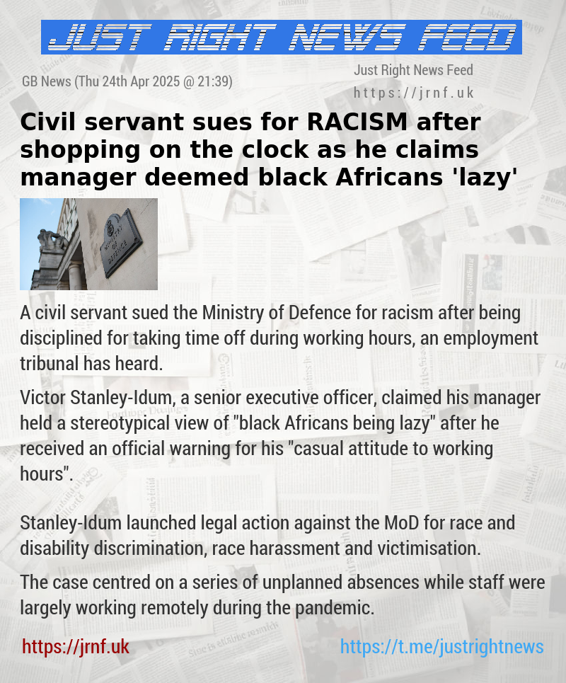 Civil servant sues for RACISM after shopping on the clock — as he claims manager deemed black Africans ’lazy’