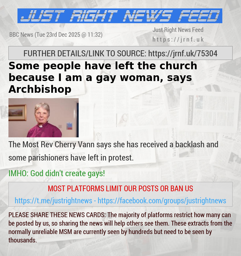 Some people have left the church because I am a gay woman, says Archbishop