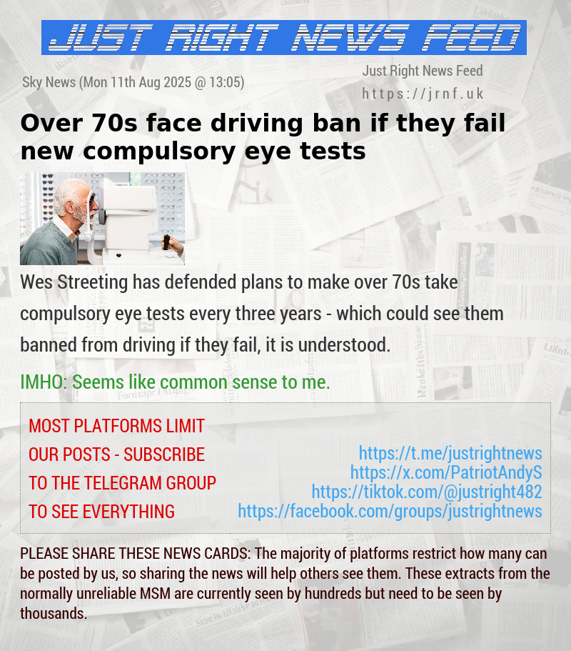 Over 70s face driving ban if they fail new compulsory eye tests