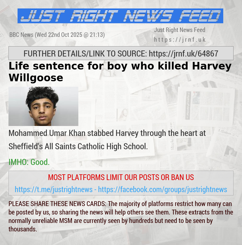 Life sentence for boy who killed Harvey Willgoose