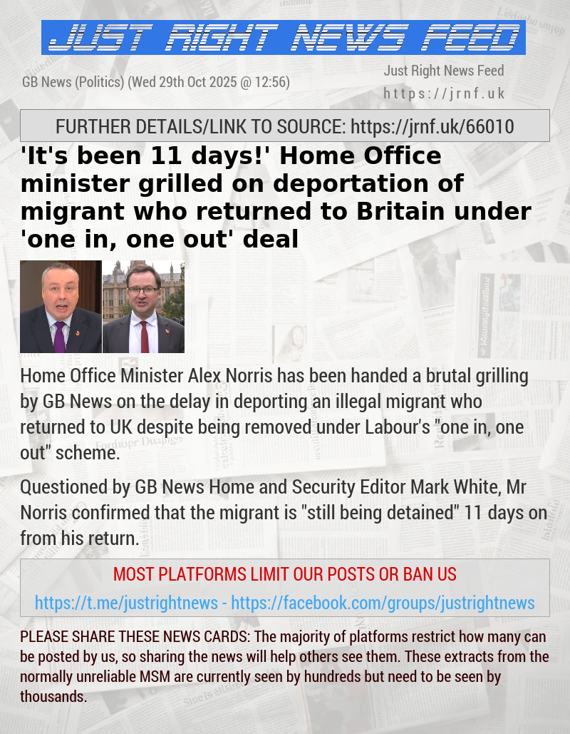 ’It’s been 11 days!’ Home Office minister grilled on deportation of migrant who returned to Britain under ’one in, one out’ deal