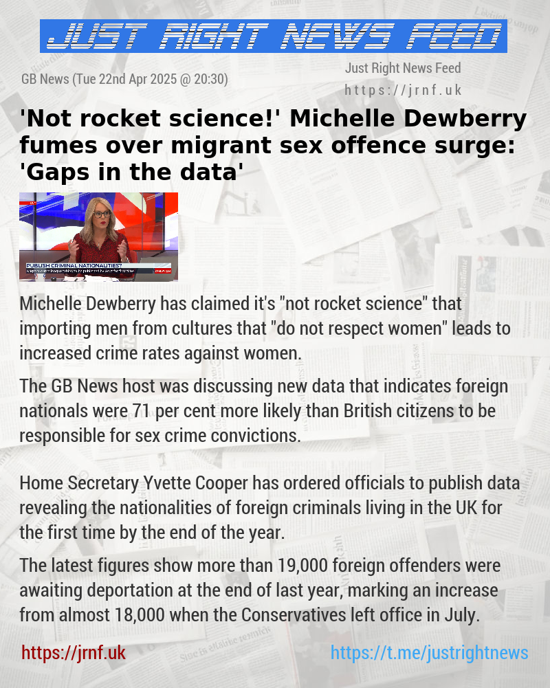 ’Not rocket science!’ Michelle Dewberry fumes over migrant sex offence surge: ’Gaps in the data’