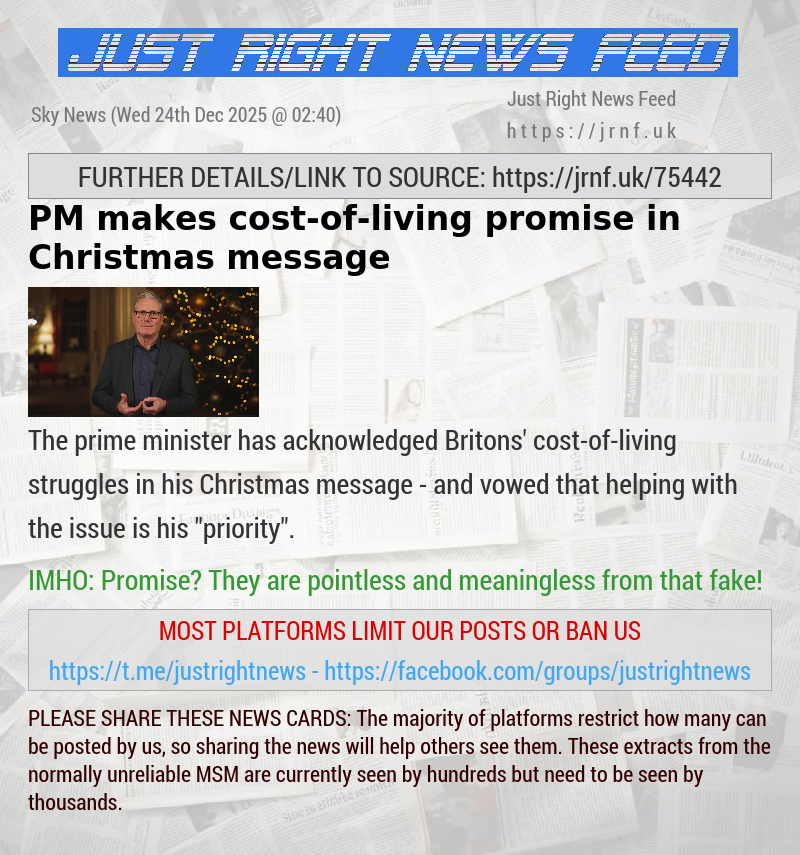 PM makes cost—of—living promise in Christmas message