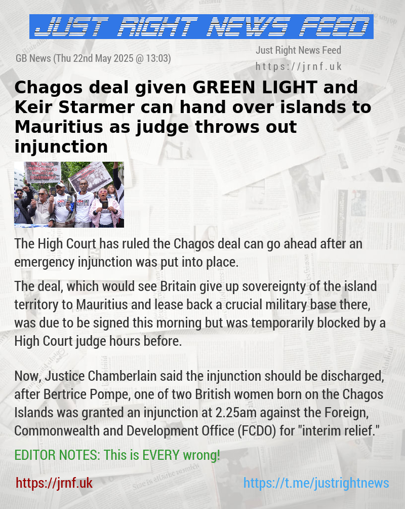 Chagos deal given GREEN LIGHT and Keir Starmer can hand over islands to Mauritius as judge throws out injunction