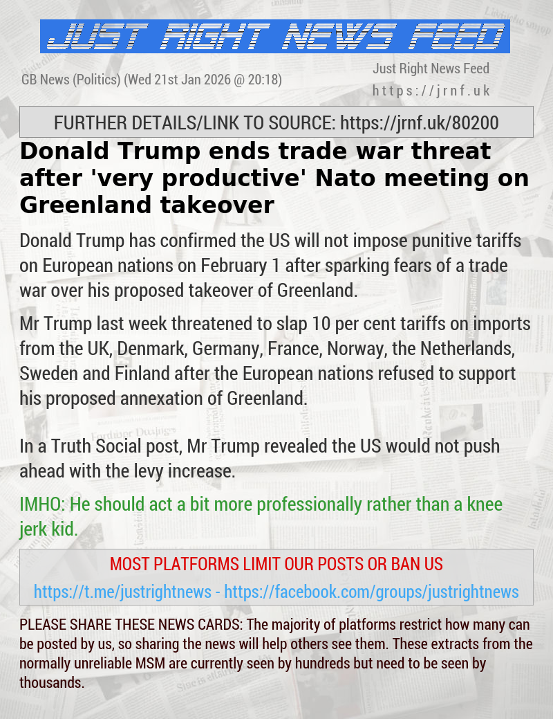 Donald Trump ends trade war threat after ’very productive’ Nato meeting on Greenland takeover