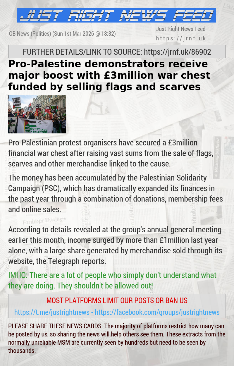 Pro—Palestine demonstrators receive major boost with &pound;3million war chest funded by selling flags and scarves