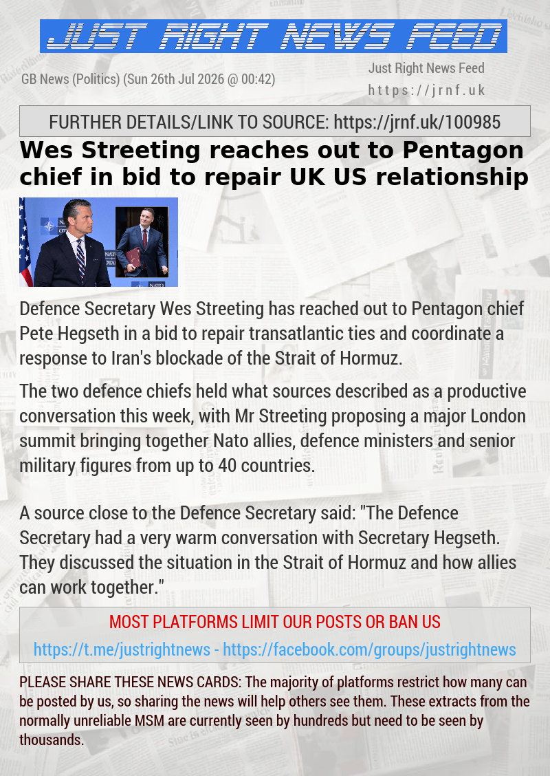 Wes Streeting reaches out to Pentagon chief in bid to repair UK—US relationship
