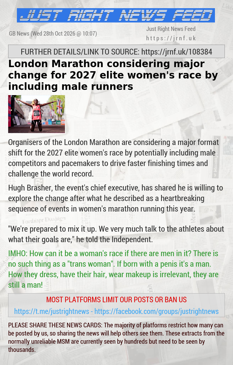 London Marathon considering major change for 2027 elite women’s race by including male runners