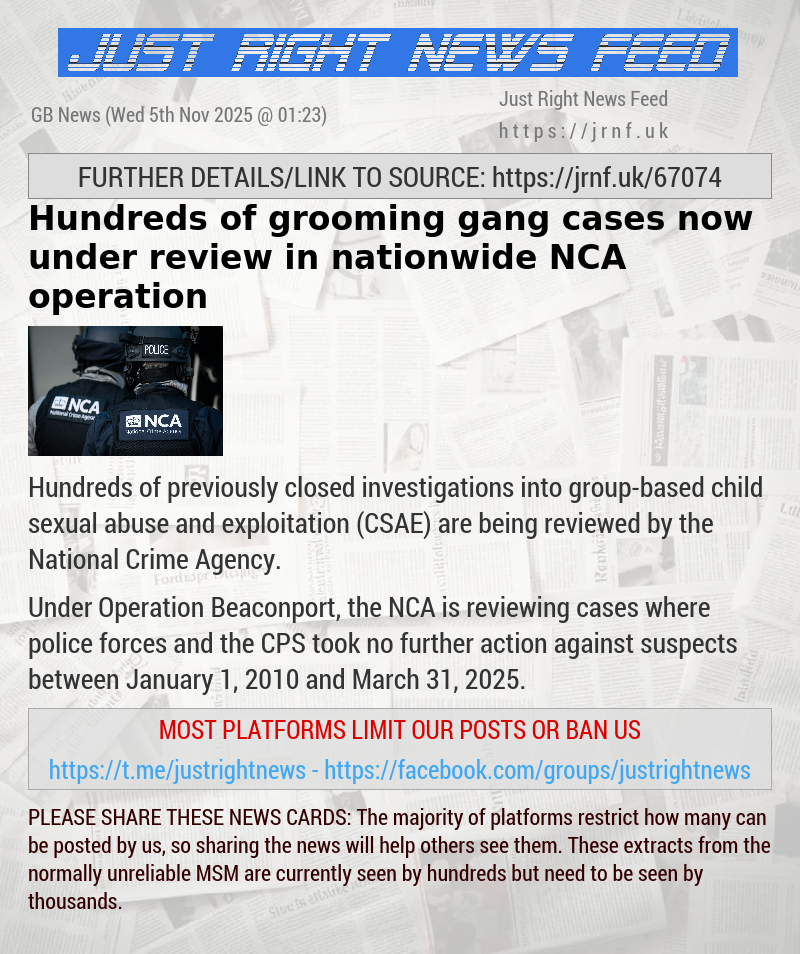 Hundreds of grooming gang cases now under review in nationwide NCA operation