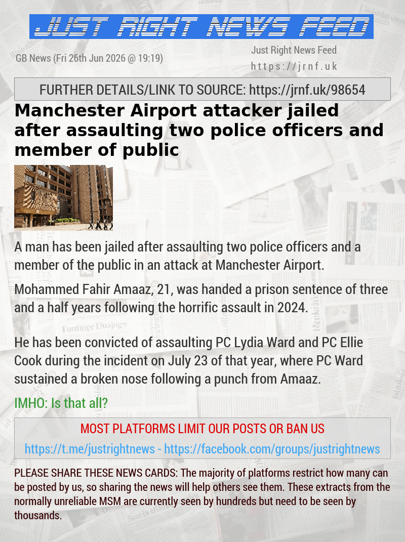 Manchester Airport attacker jailed after assaulting two police officers and member of public