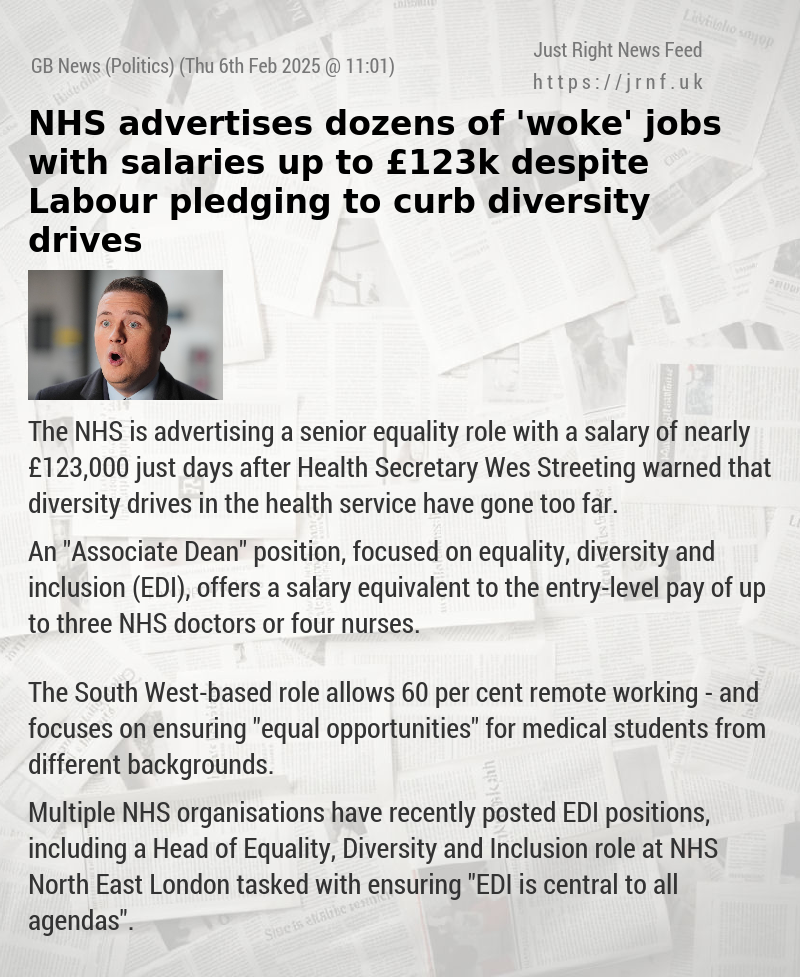 NHS advertises dozens of ’woke’ jobs with salaries up to £123k — despite Labour pledging to curb diversity drives