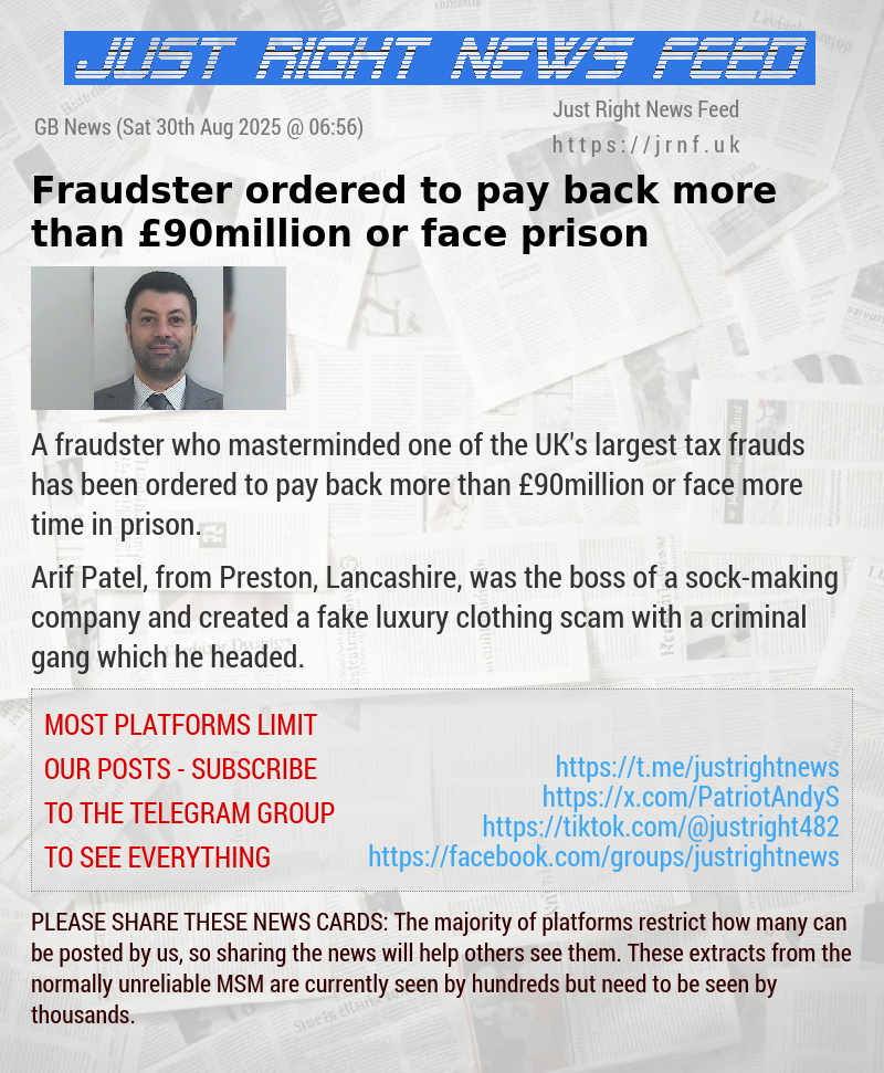 Fraudster ordered to pay back more than £90million or face prison