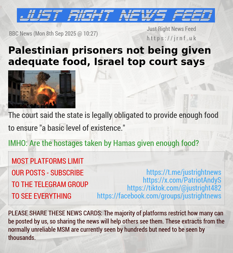 Palestinian prisoners not being given adequate food, Israel top court says