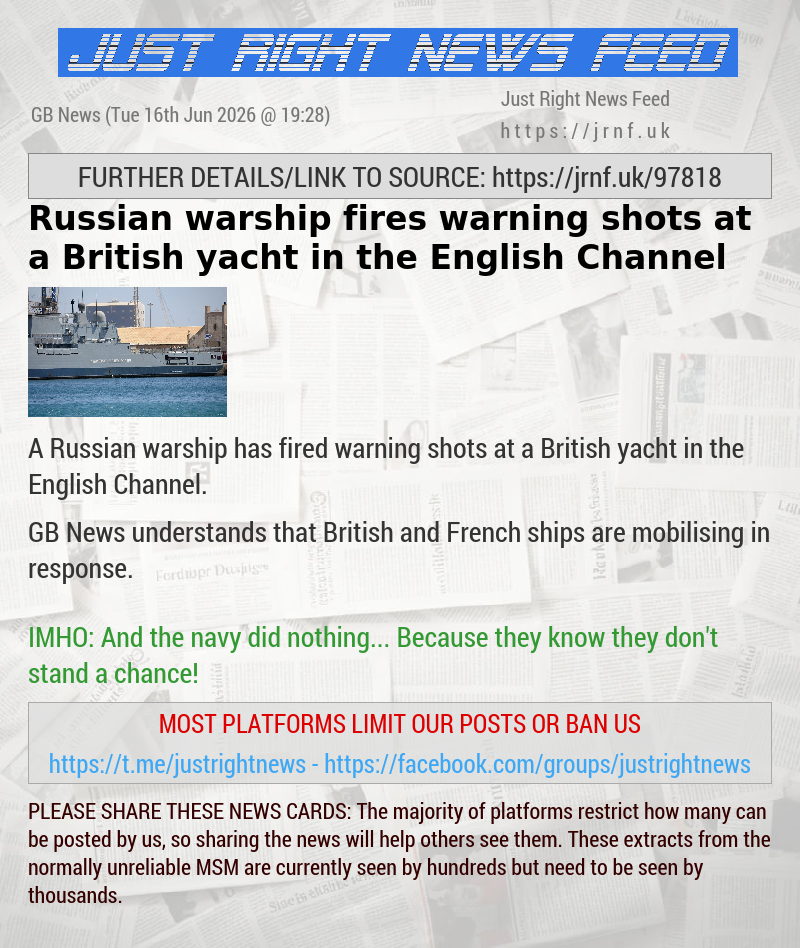 Russian warship fires warning shots at a British yacht in the English Channel