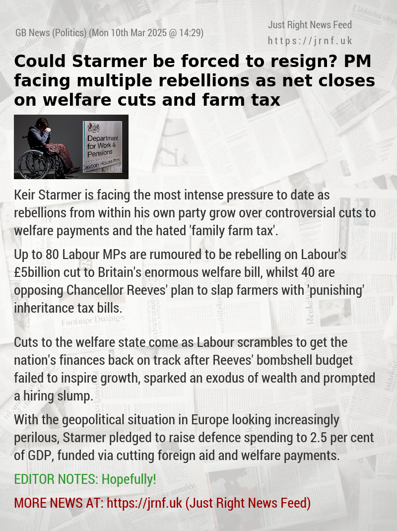 Could Starmer be forced to resign? PM facing multiple rebellions as net closes on welfare cuts and farm tax