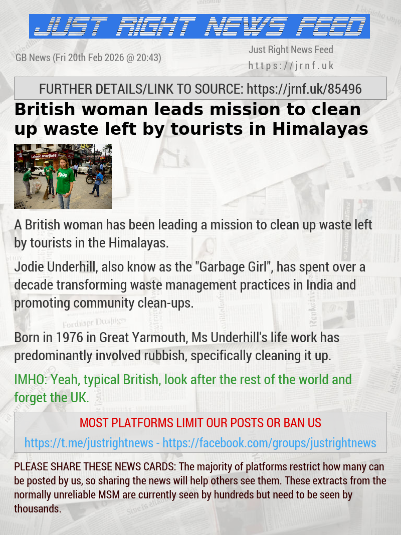 British woman leads mission to clean up waste left by tourists in Himalayas