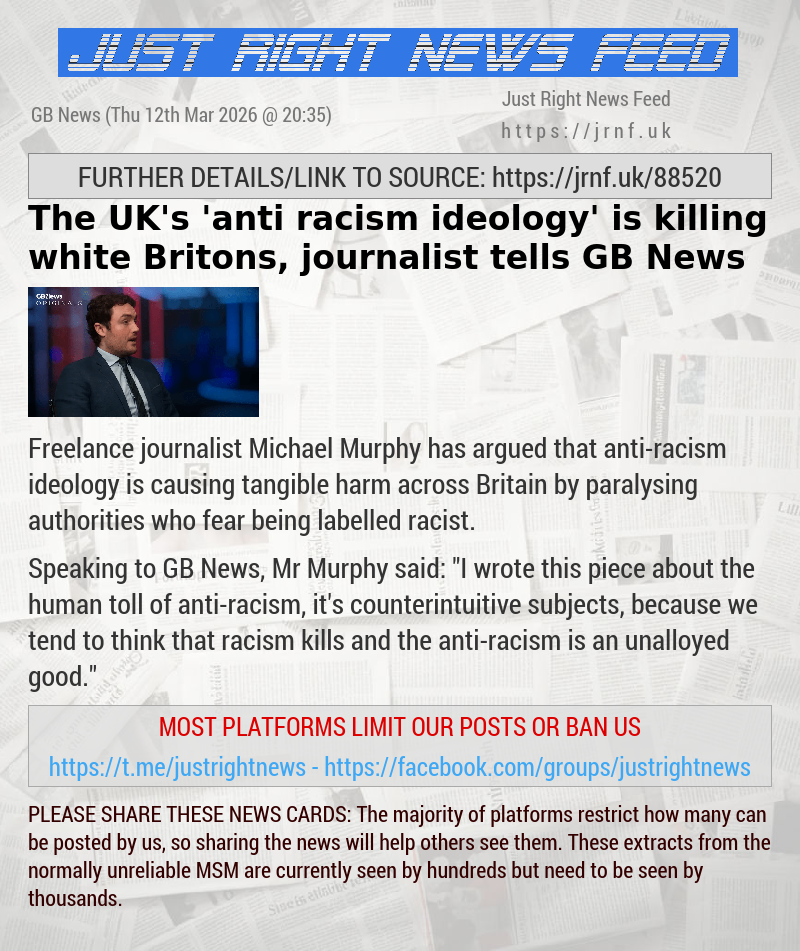 The UK’s ’anti—racism ideology’ is killing white Britons, journalist tells GB News