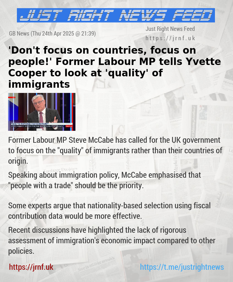 ’Don’t focus on countries, focus on people!’ Former Labour MP tells Yvette Cooper to look at ’quality’ of immigrants