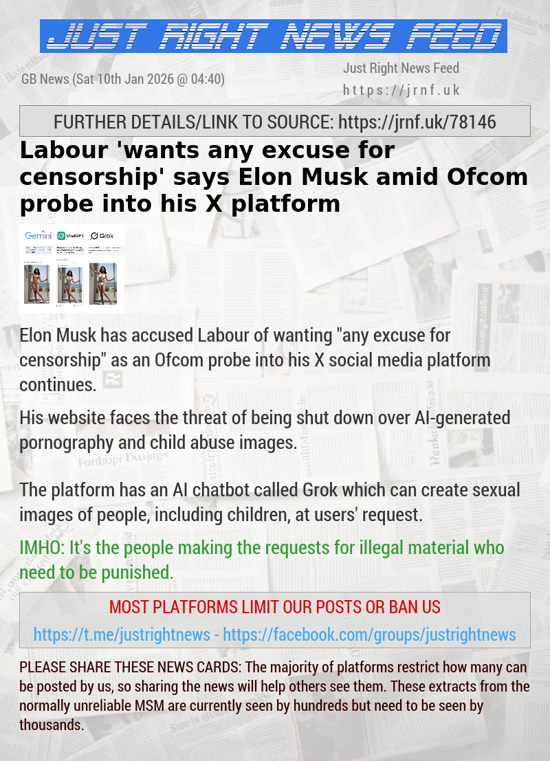 Labour ’wants any excuse for censorship’ says Elon Musk amid Ofcom probe into his X platform
