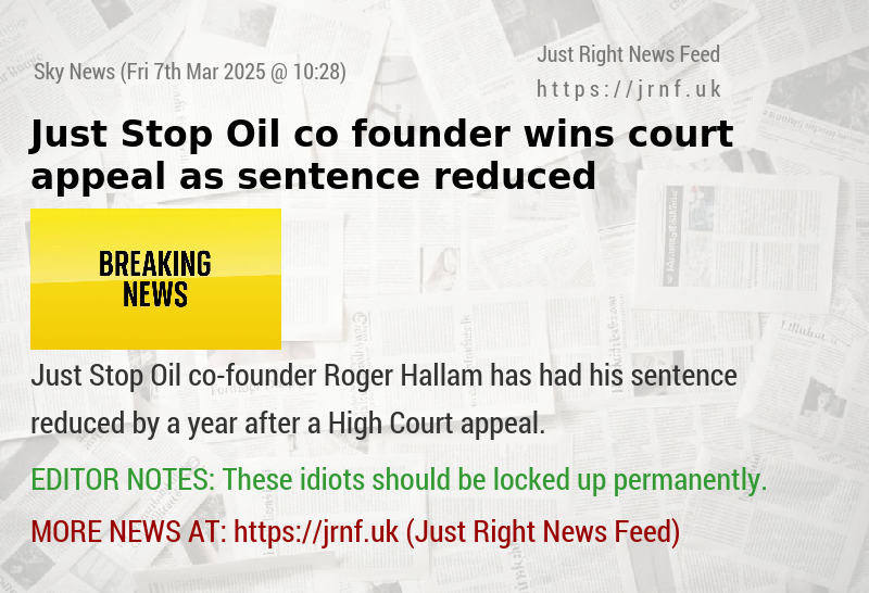 Just Stop Oil co—founder wins court appeal as sentence reduced