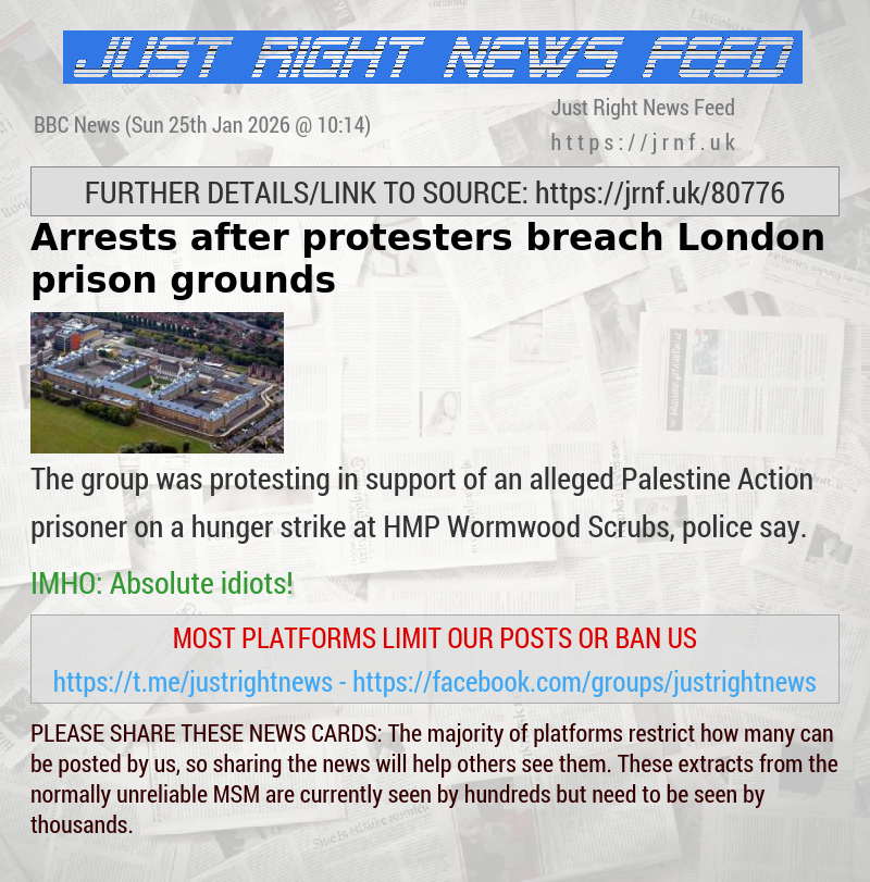 Arrests after protesters breach London prison grounds