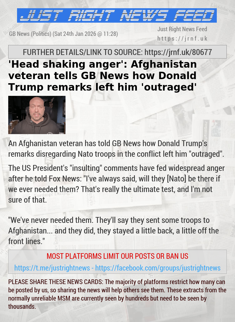 ’Head—shaking anger’: Afghanistan veteran tells GB News how Donald Trump remarks left him ’outraged’