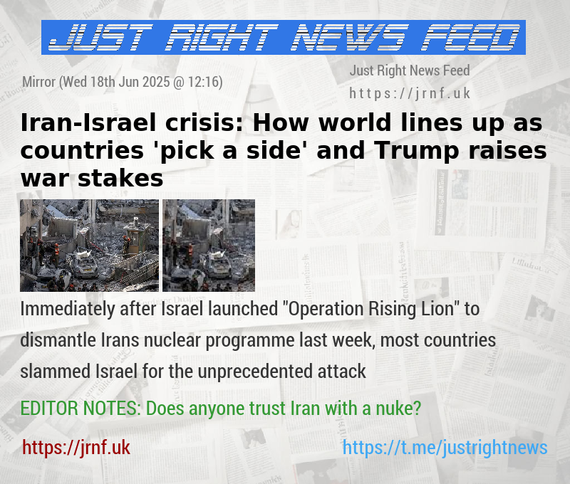 Iran—Israel crisis: How world lines up as countries ’pick a side’ and Trump raises war stakes