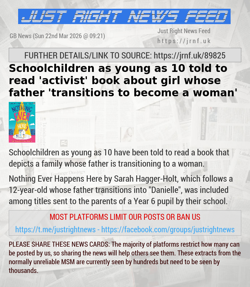 Schoolchildren as young as 10 told to read ’activist’ book about girl whose father ’transitions to become a woman’