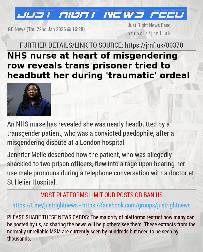 NHS nurse at heart of misgendering row reveals trans prisoner tried to headbutt her during ’traumatic’ ordeal