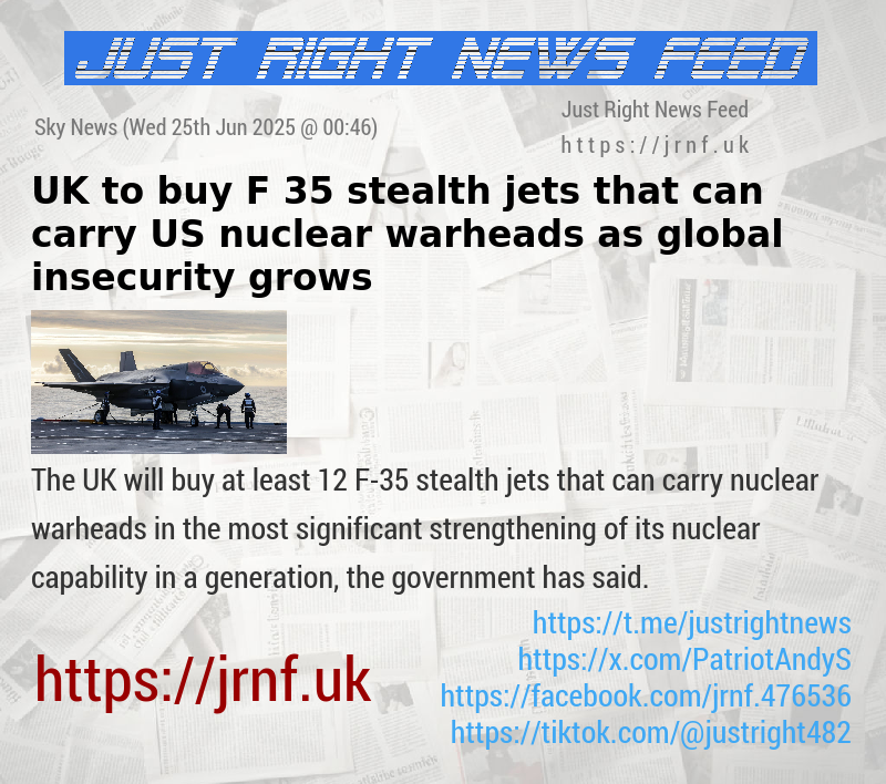 UK to buy F—35 stealth jets that can carry US nuclear warheads as global insecurity grows 