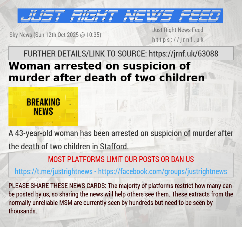 Woman arrested on suspicion of murder after death of two children