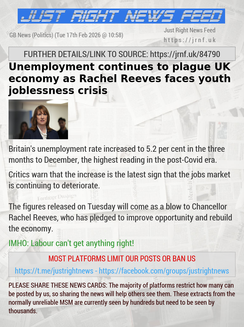 Unemployment continues to plague UK economy as Rachel Reeves faces youth joblessness crisis