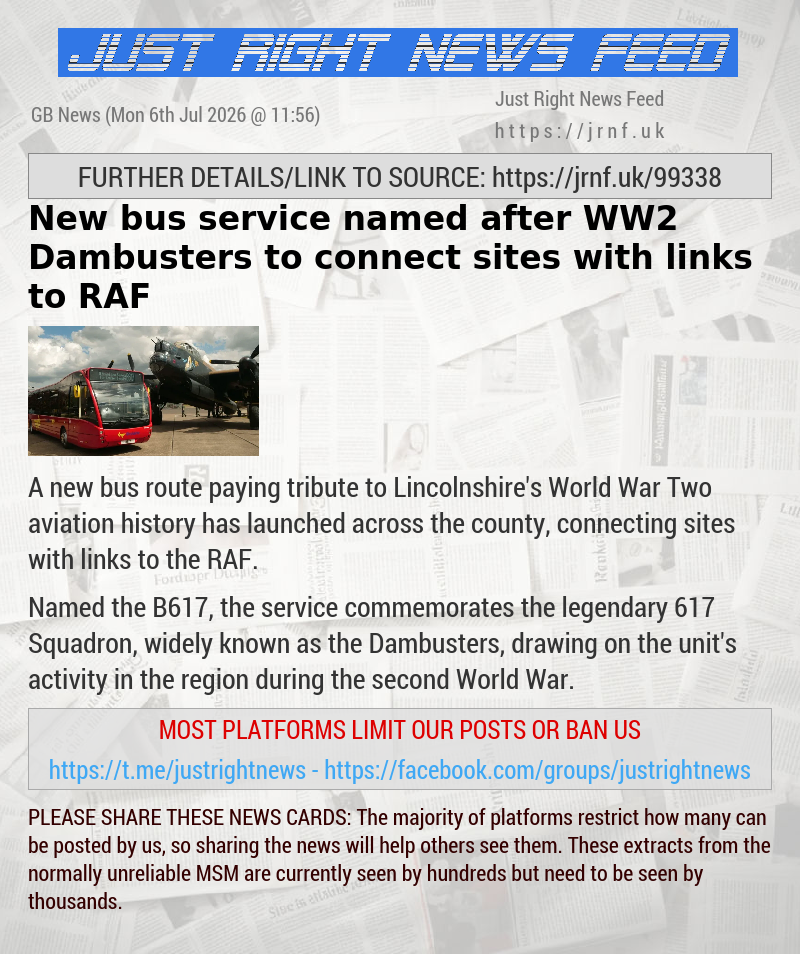 New bus service named after WW2 Dambusters to connect sites with links to RAF