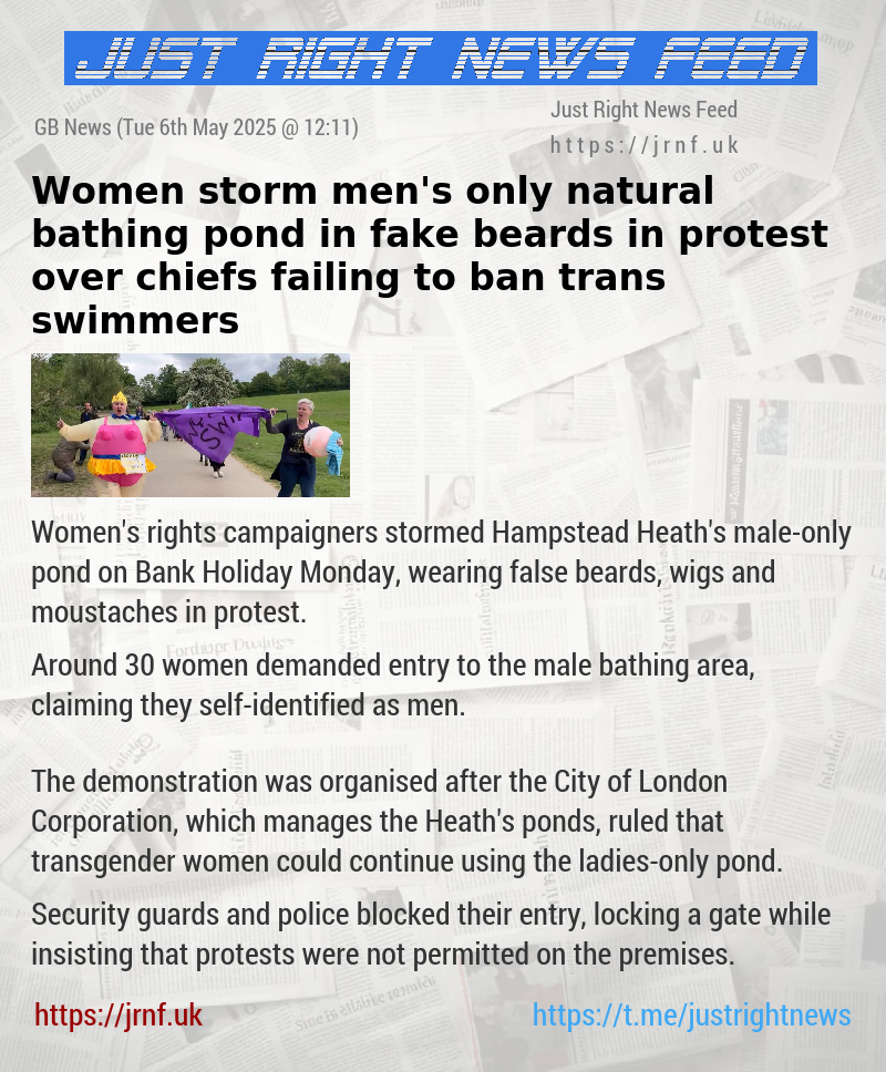 Women storm men’s only natural bathing pond in fake beards in protest over chiefs failing to ban trans swimmers