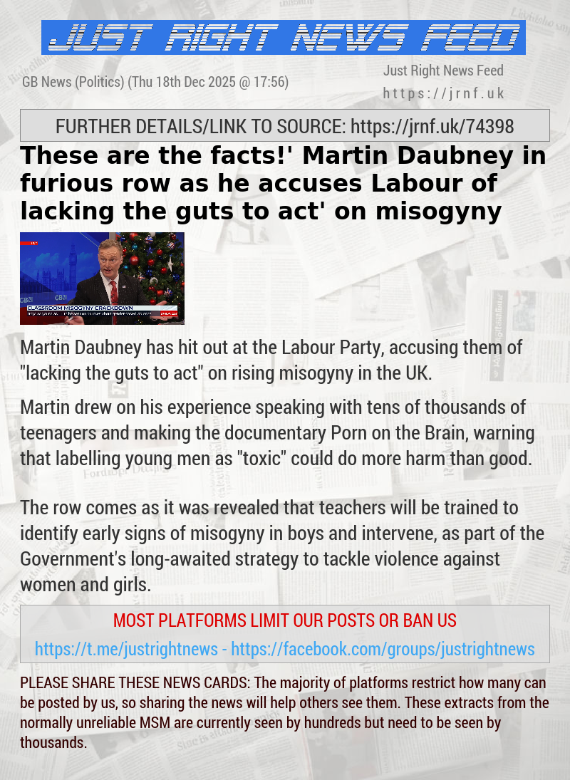 ‘These are the facts!’ Martin Daubney in furious row as he accuses Labour of ‘lacking the guts to act’ on misogyny
