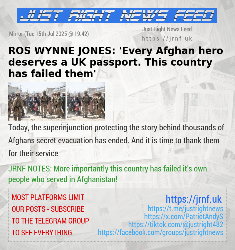 ROS WYNNE JONES: ’Every Afghan hero deserves a UK passport. This country has failed them’