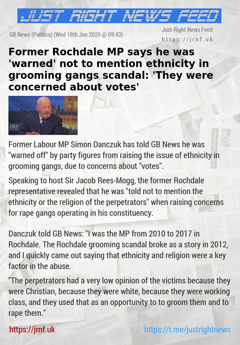 Former Rochdale MP says he was ’warned’ not to mention ethnicity in grooming gangs scandal: ’They were concerned about votes’