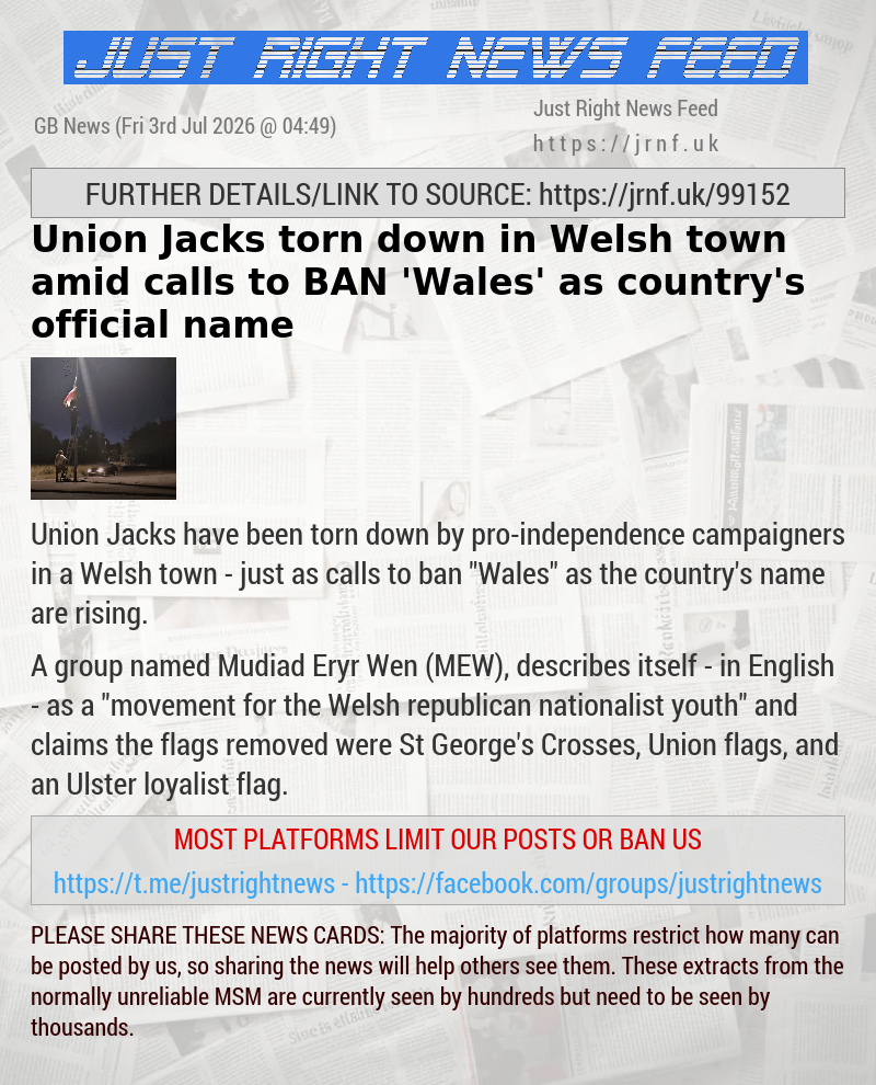 Union Jacks torn down in Welsh town amid calls to BAN ’Wales’ as country’s official name
