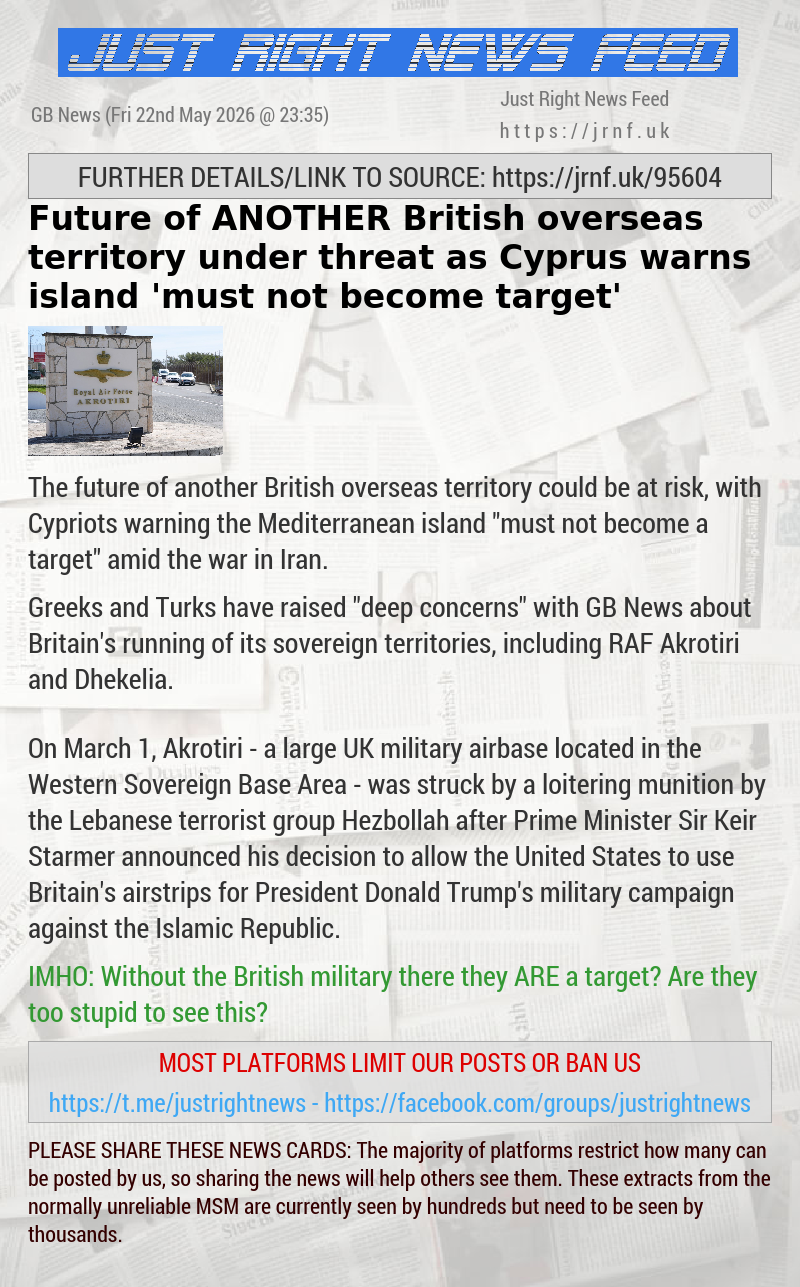 Future of ANOTHER British overseas territory under threat as Cyprus warns island ‘must not become target’
