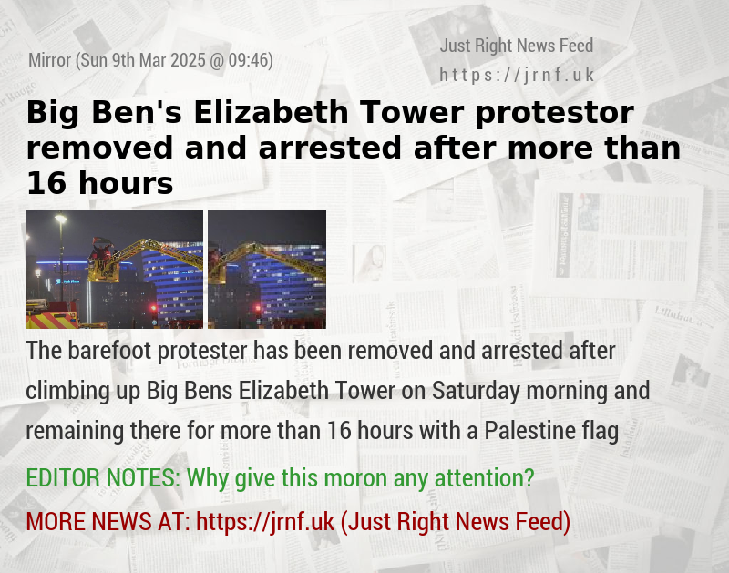 Big Ben’s Elizabeth Tower protestor removed and arrested after more than 16 hours