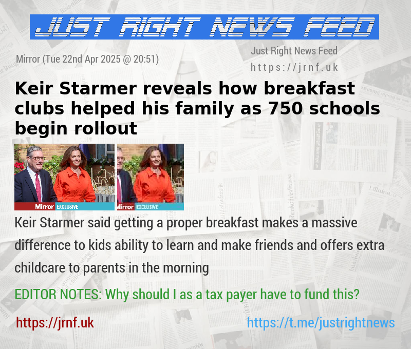 Keir Starmer reveals how breakfast clubs helped his family as 750 schools begin rollout