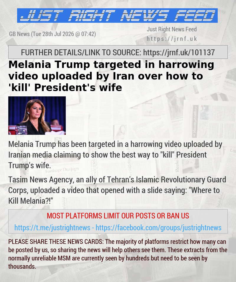 Melania Trump targeted in harrowing video uploaded by Iran over how to ’kill’ President’s wife