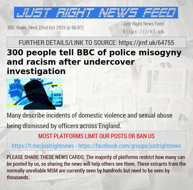 300 people tell BBC of police misogyny and racism after undercover investigation