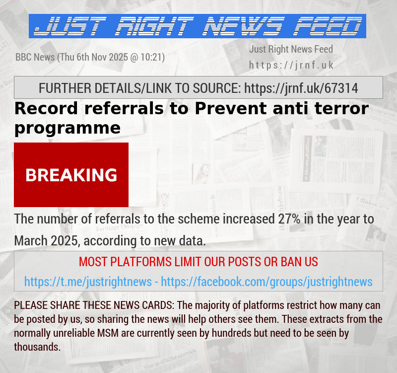Record referrals to Prevent anti—terror programme