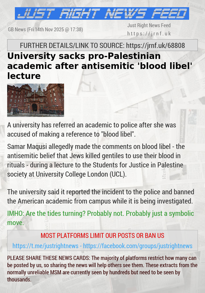 University sacks pro—Palestinian academic after antisemitic ‘blood libel’ lecture