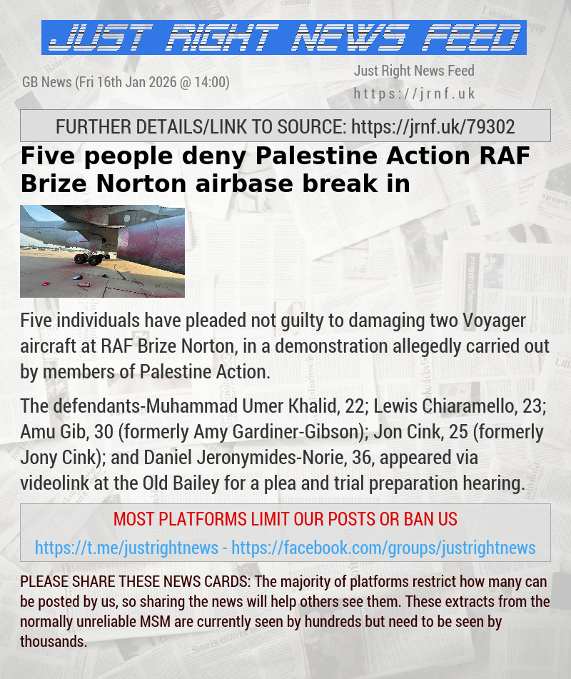 Five people deny Palestine Action RAF Brize Norton airbase break—in