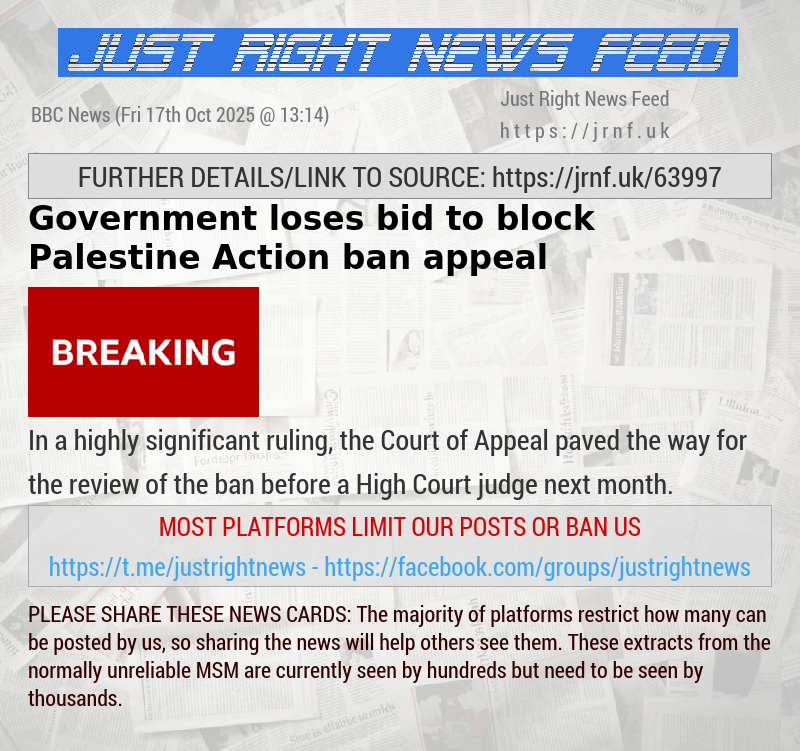 Government loses bid to block Palestine Action ban appeal