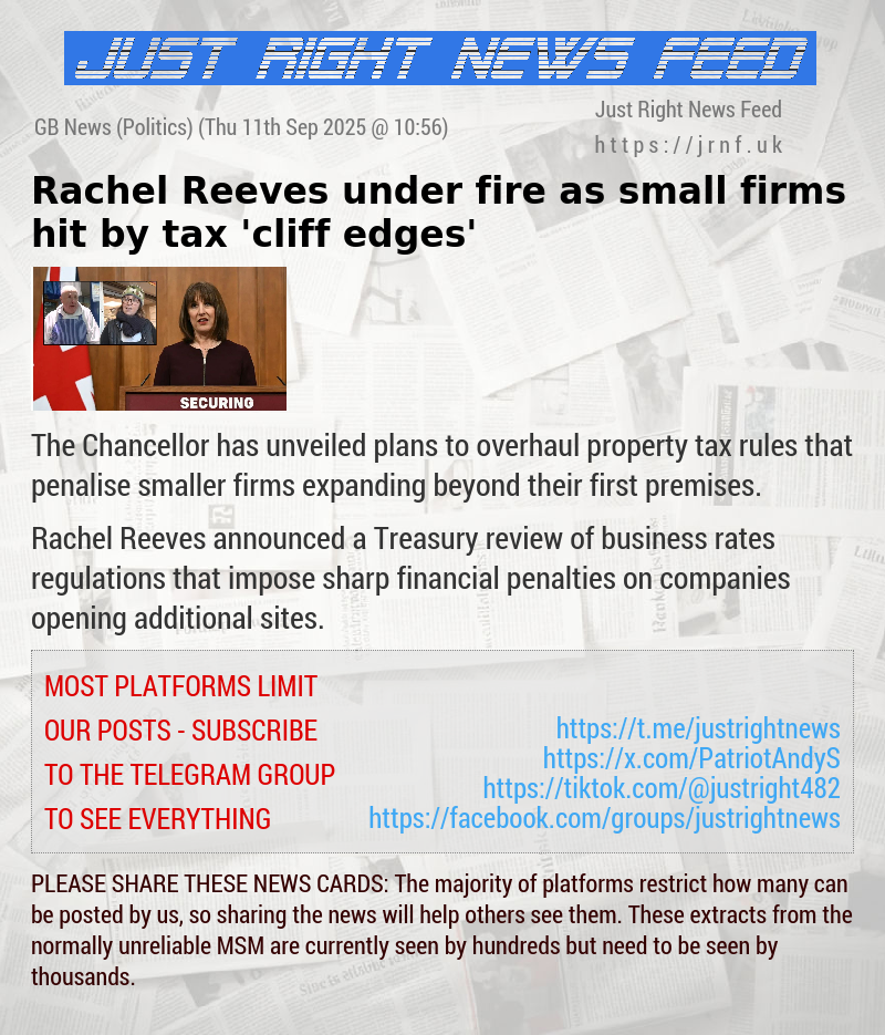 Rachel Reeves under fire as small firms hit by tax ’cliff edges’